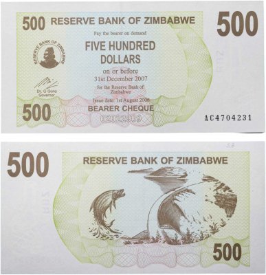 купить Зимбабве 500 долларов (2006) 2007