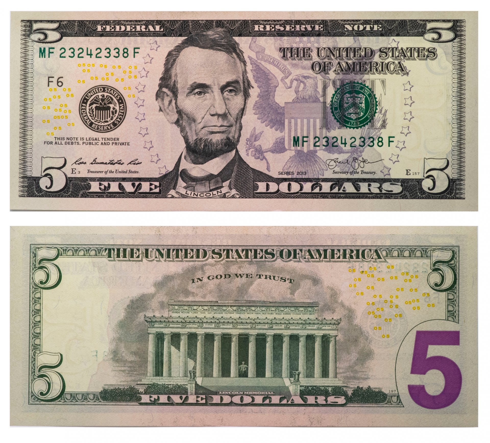 35 баксов в рублях. Купюра 5 долларов США. Банкноты долларов США 5 долларов. Пять долларов США банкнота. Современные банкноты США.