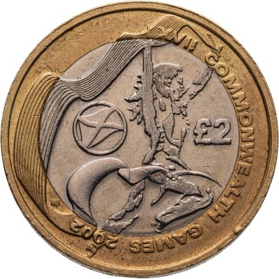 купить Великобритания 2 фунта (pounds) 2002 "XVII Игры Федерации Содружества наций - флаг Шотландии"