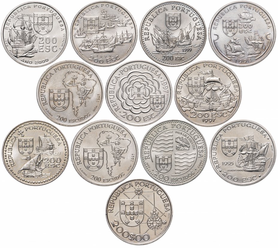 купить Португалия набор из 12 монет 200 эскудо 1992-2000