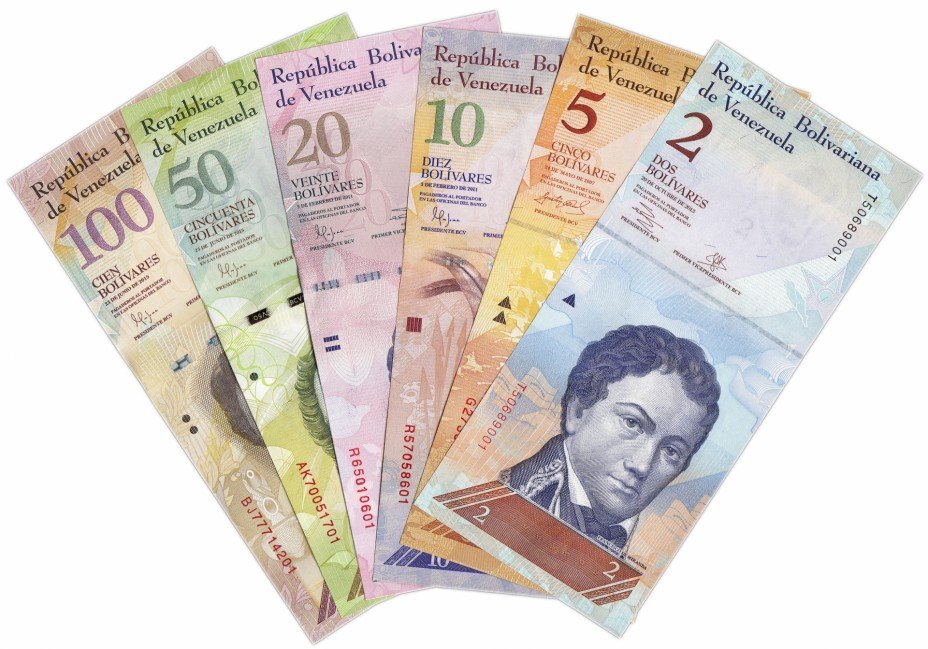 купить Венесуэла набор банкнот от 2 до 100 боливар 2007-2015 гг. (6 штук)