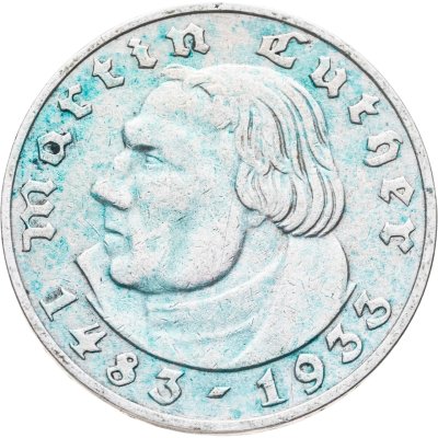 купить Германия (Третий рейх) 2 рейхсмарки (reichsmark) 1933 А "450 лет со дня рождения Мартина Лютера"