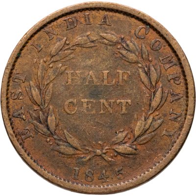 купить Стрейтс Сетлментс 1/2 цента (cent) 1845