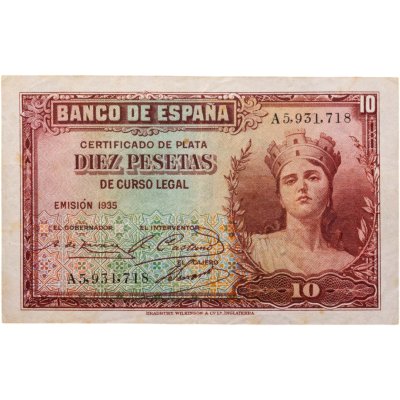купить Испания 10 песет 1935 (Pick 86a)
