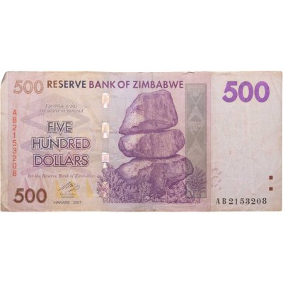 купить Зимбабве 500 долларов 2007