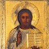 Купить Икона "Господь Вседержитель" в окладе, мастер Абросимов Петр Евстратович, дерево, масло, латунь, бархат, Российская империя, 1880-1915 гг.
