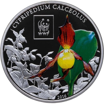 купить Танзания 100 шиллингов 2016 "Всемирный фонд дикой природы WWF - цветок венерин башмачок обыкновенный" в капсуле