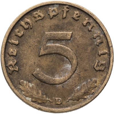 купить Германия, Третий рейх 5 рейхспфеннигов (reichspfennig) 1937