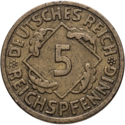 купить Германия 5 рейхспфеннигов (reichspfennig) 1935 A знак монетного двора "A" — Берлин
