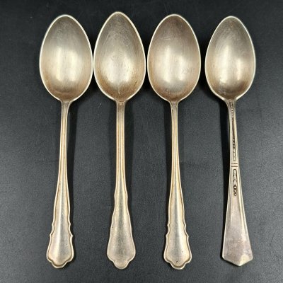 купить Набор из четырех чайных ложек в стиле ар-деко (в подборе), металл, серебрение, Европа, 1900-1940 гг.