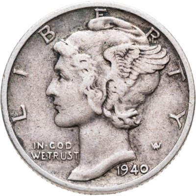 купить США 10 центов (дайм, one dime) 1940 Mercury Dime (дайм «Меркурий») знак монетного двора "S" - Сан-Франциско