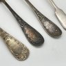 Купить Набор из 4 столовых ложек с растительным декором на ручках (подбор), мНЦ (медь-никель-цинк), Кольчугинский завод цветных металлов, СССР, 1930-1950 гг.