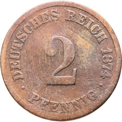 купить Германия 2 пфеннига (pfennig) 1874 C знак монетного двора: "C" - Франкфурт-на-Майне