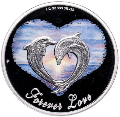 купить Тувалу 50 центов 2013 "Любовь навсегда - дельфины"