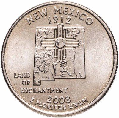купить США 1/4 доллара (квотер, 25 центов) 2008 Р "Штат Нью Мексико"