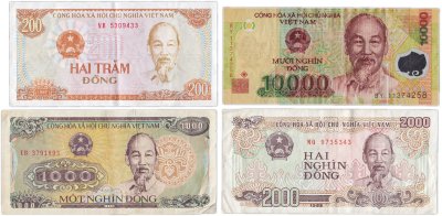 купить Вьетнам набор из 4 банкнот 200, 1000, 2000, 10000 донг 1987 - 1988