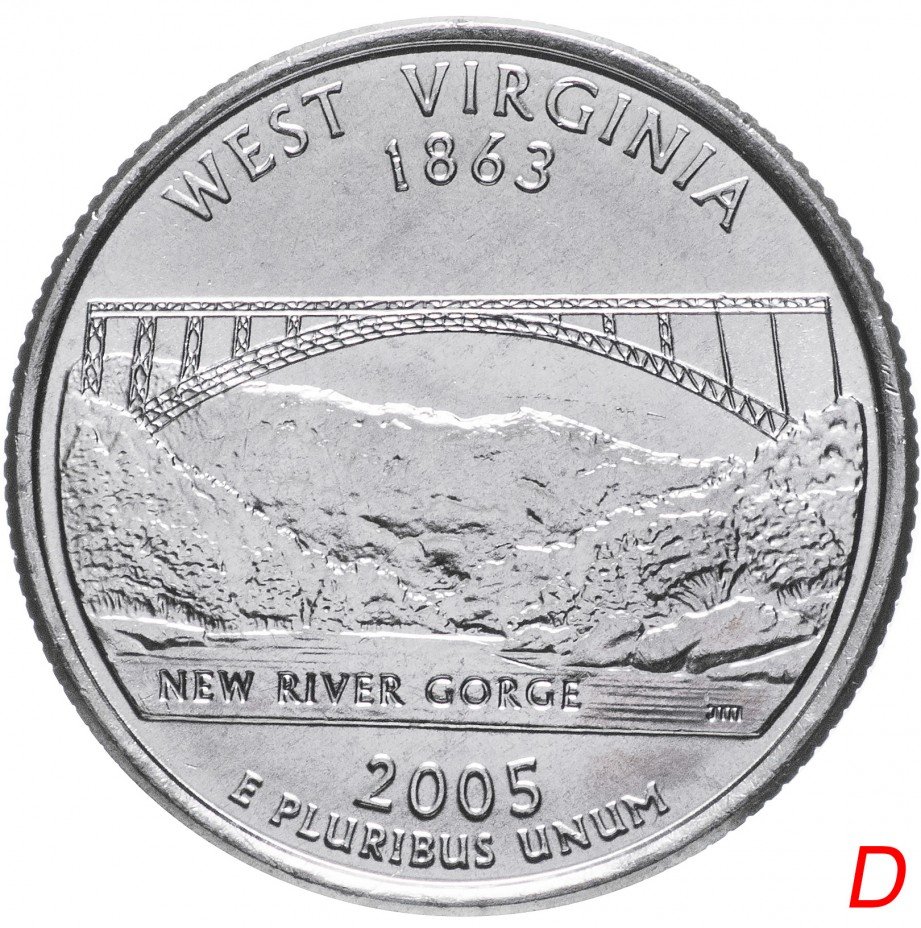 купить США 1/4 доллара (квотер, 25 центов) 2005 D "Штат Западная Вирджиния"