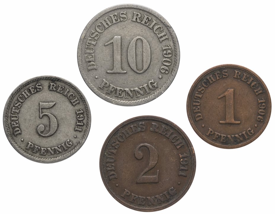 купить Германская Империя набор из 4 монет 1890-1916 гг