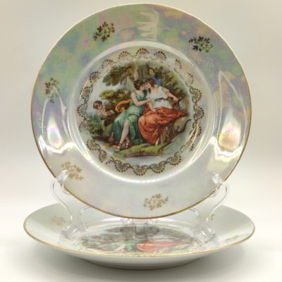 купить Пара обеденных тарелок "Мадонна", фарфор, люстр, деколь, золочение, Spezial Eisenberg Porzellan (SEP), ГДР, 1960-1973 гг.