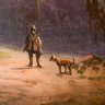 Купить Картина "Лесной пейзаж с охотником", неизвестный художник, холст, масло, рама, Западная Европа, 1890-1910 гг.