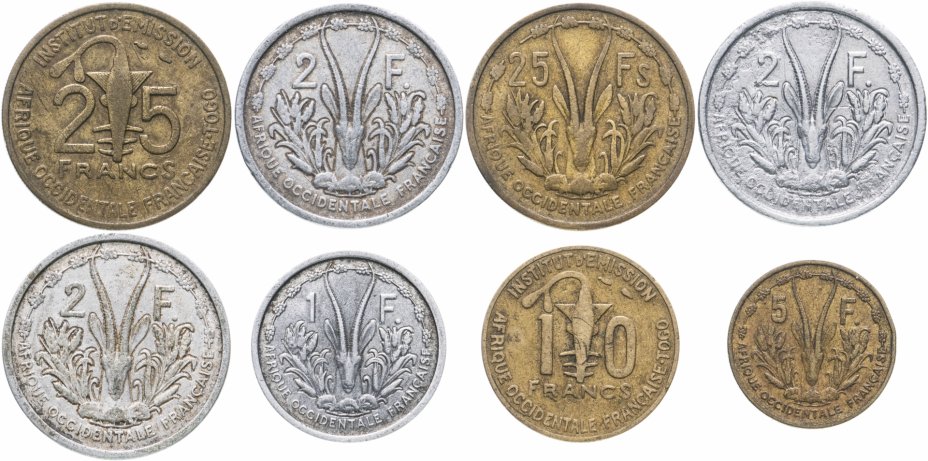 купить Французская Экваториальная Африка набор из 8 монет 1948-1957