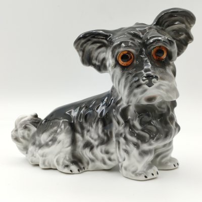 купить Плафон для светильника-ночника "Терьер серого окраса", фарфор, роспись, Германия, 1950-1970 гг.