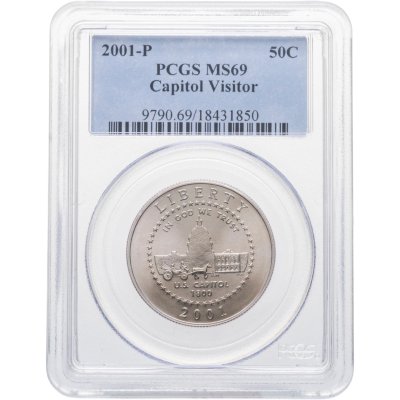 купить США 1/2 доллара (dollars) 2001 "Центр посетителей капитолия США" в слабе PCGS MS69