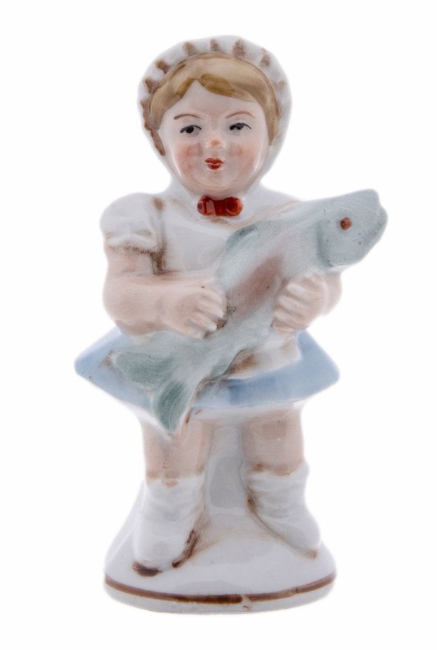купить Статуэтка миниатюрная "Девочка с рыбой", фарфор, роспись, Западная Европа, 1950-1970 гг.