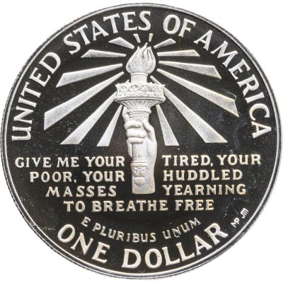 купить США 1 доллар 1986 "100 лет Статуе Свободы - Остров Эллис" знак монетного двора "S" в капсуле