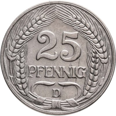 купить Германия 25 пфеннигов (pfennig) 1909 D