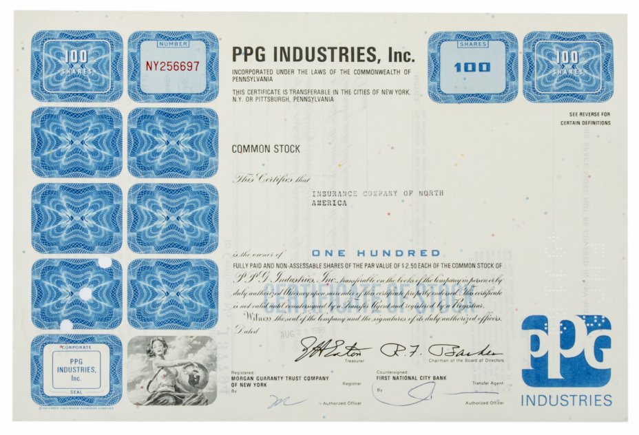 купить Акция США PPG INDUSTRIES, INC  1968-1969 гг.