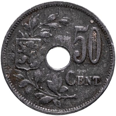 Купить Бельгия 50 сантимов (centimes) 1918