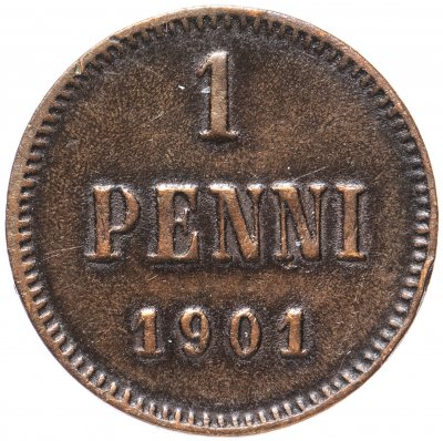 купить 1 пенни 1901, монета для Финляндии