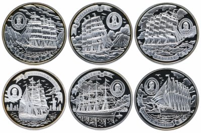 купить Острова Кука 5 долларов Набор 2008 «Корабли.Парусники» из 6 монет