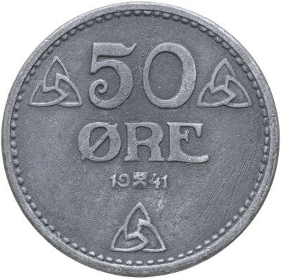 купить Норвегия 50 эре (ore) 1941 Форма: Круг без отверстия
