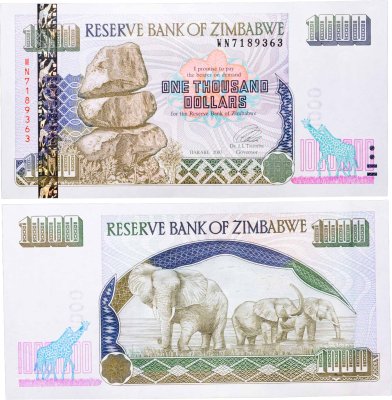 купить Зимбабве 1000 долларов 2003 год (Pick 12b)