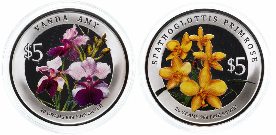 купить Сингапур набор 5 долларов 2009 « Орхидея» из 2 монет