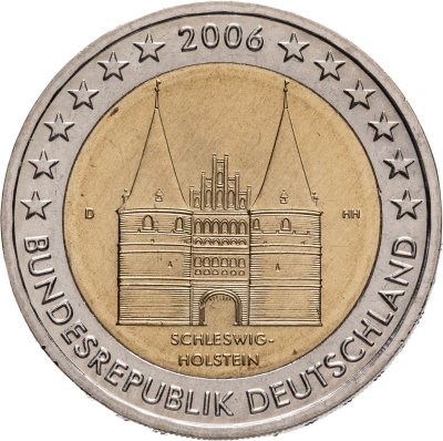 купить Германия 2 евро (euro) 2006 Федеральные земли Германии: Шлезвиг-Гольштейн - Голштинские ворота в Любеке, знак монетного двора "D" - Мюнхен