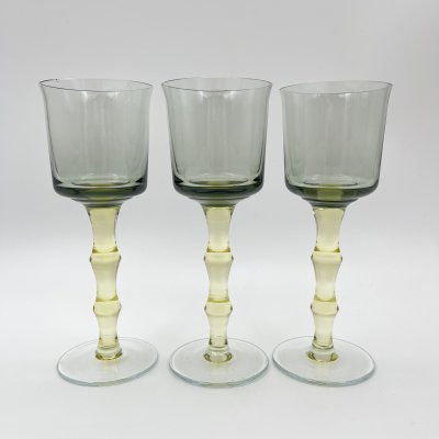 купить Набор из 3 бокалов "Мещерский цветок" с ножками желтого цвета, автор С. Пивоваров, хрусталь, Гусевской хрустальный завод (Гусь-Хрустальный), СССР, 1960-1980 гг.