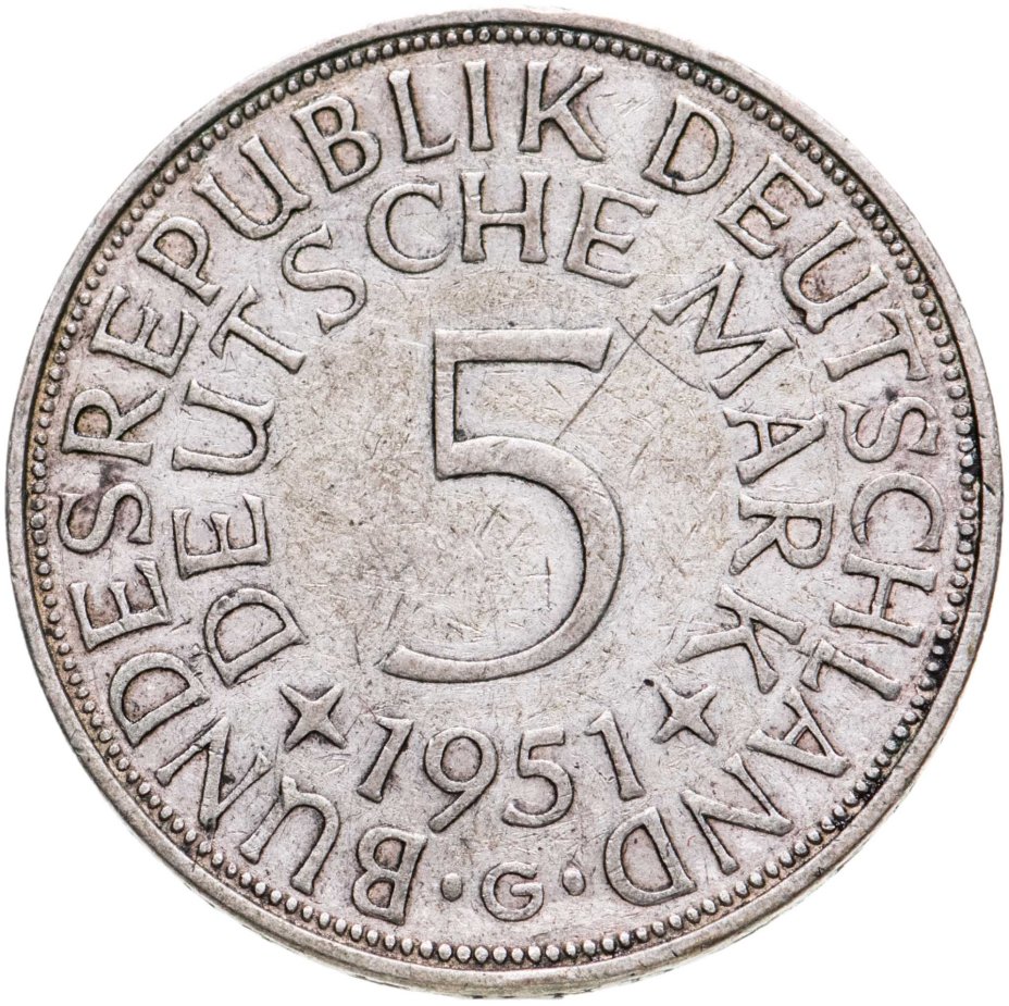 Монеты 1951. Монета немецкая 1992 года 5 марок. Товарный знак монет Штутгарта.