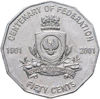 купить Австралия 50 центов 2001 "Столетие Федерации - Южная Австралия"