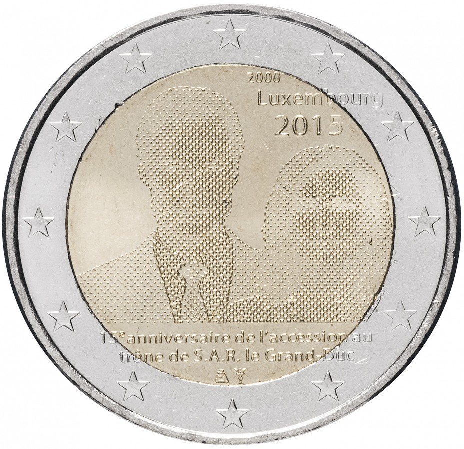 купить Люксембург 2 евро 2015 "15-летие вступления на престол великого герцога Анри"
