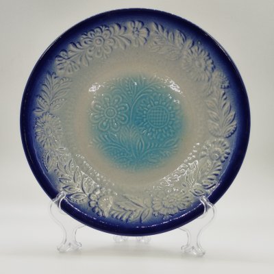 купить Блюдо сервировочное "Букет улыбок" с рельефным цветочным декором, фаянс, поливы, Ленинградский завод «Стройфаянс», СССР, 1972-1982 гг.