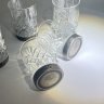 Купить Набор из 6 стопок с металлическим основанием с геометрическим декором, хрусталь, гранение, металл, СССР, 1970-1990 гг.