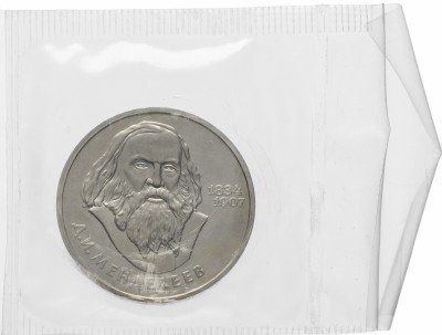 Купить 1 рубль 1984 Proof 150-летие со дня рождения русского химика Д. И. Менделеева (СТАРОДЕЛ, в запайке)