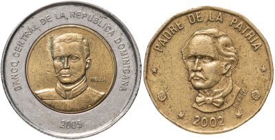 купить Доминиканская республика Набор из 2 монет 2002-2005г 1 и 10 песо