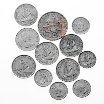 купить Британские Карибские Территории (Восточные Карибы) набор монет 10, 25 и 50 центов 1955-1987 (12 штук)