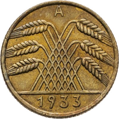 купить Германия 10 рейхспфеннигов (reichspfennig) 1933 A знак монетного двора "A" — Берлин