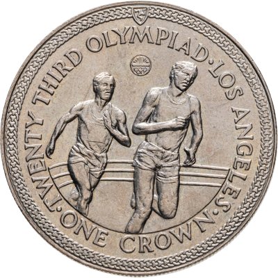 купить Остров Мэн 1 крона (crown) 1984 XXIII летние Олимпийские Игры, Лос-Анджелес 1984 - бег