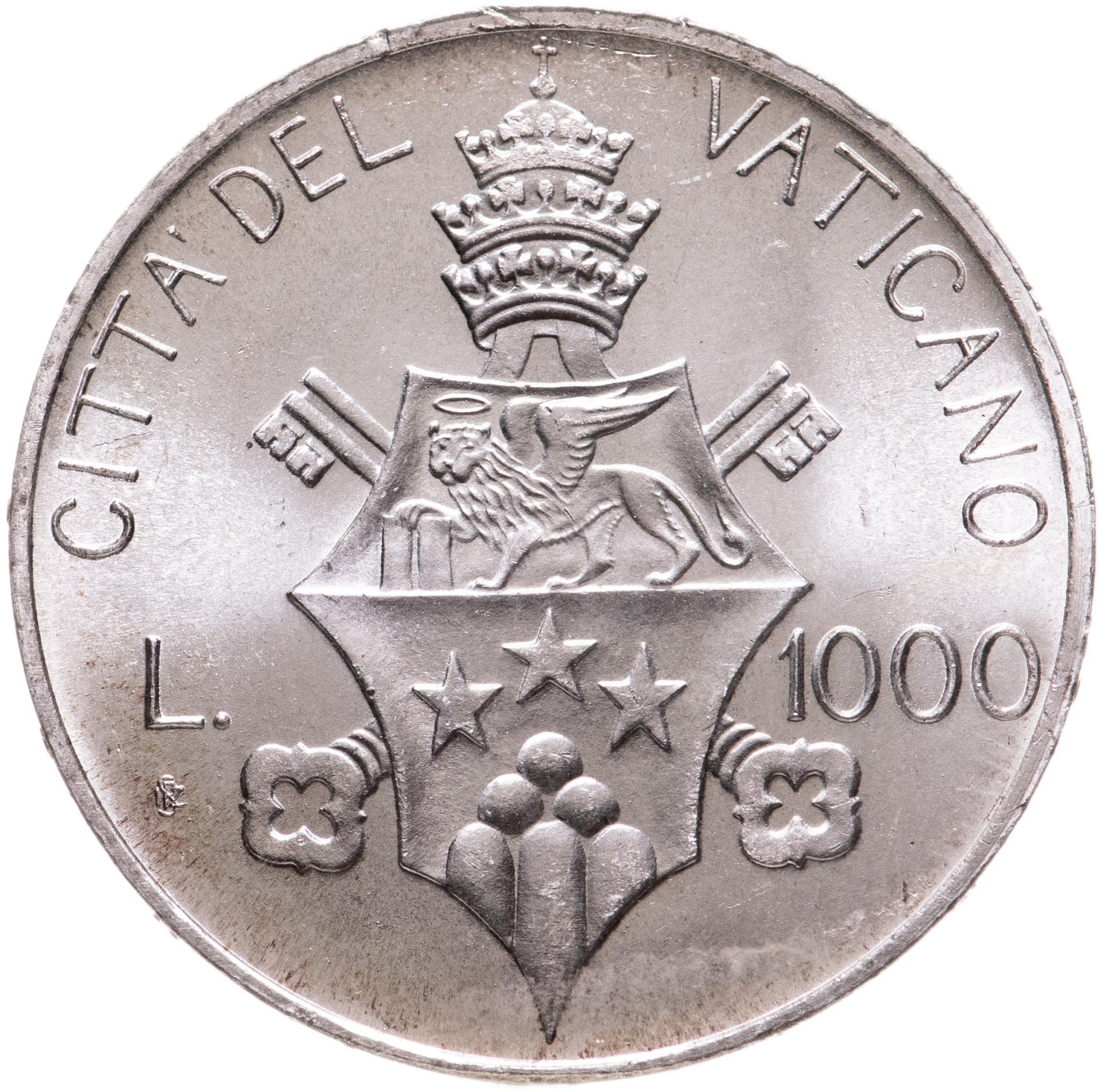 Монета Ватикан 1000 лир (lire) 1978 стоимостью 3990 руб.